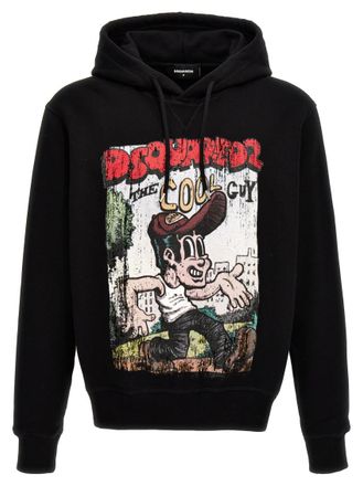 Dsquared2 Black Graphic Hood Sweatshirt