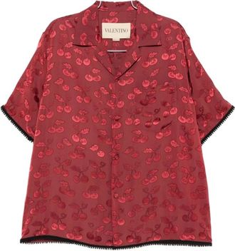 Valentino Short Sleeve Shirts, male, Red, Size: S Bowling Shirt