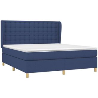 vidaXL Vidaxl - Cama Box Spring Con Colch&oacute;n Tela Azul 180x200 Cm