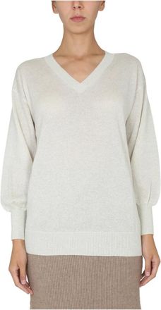 Fabiana Filippi Maglia - Dames - V-hals truien - Wit - M - Truien & Vesten