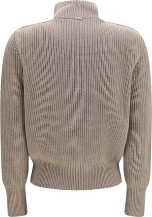 Herno Womens Resort Ribbed Pure Wool Cardigan Corda Merino Ovis Aries Sweater
