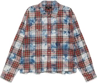 Purple Bleached-effect Check-pattern Shirt