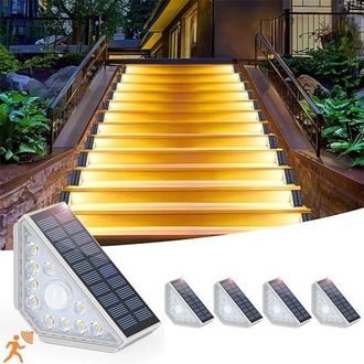 OEM Luces Solares Para Escaleras Con Sensor De Movimiento, Paquete De 4 Luces Solares Para Exteriores, Resistentes Al Agua Ip65, Luz Blanca C&aacute;lida