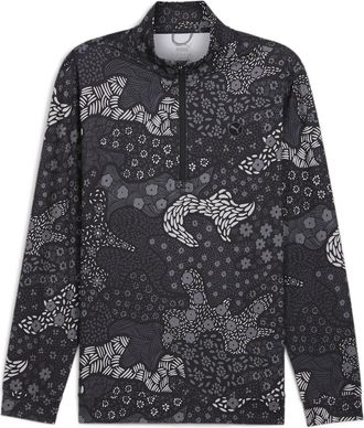 Puma Mens Cloudspun Bloom Camo Quarter Zip T-Shirt Long Black/slatesky L