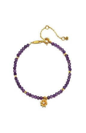 Satya Jewelry Amethyst Lotus February Birthstone Bracelet in Purple at Nordstrom