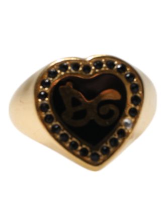 Dolce & Gabbana Womens Heart Ring Dg Logo - Beige - One Size