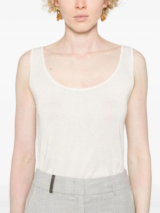 Eleventy Womens Ribbed-Knit Tank Top White Ss24 W
