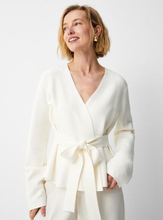 Contemporaine Womens Belted crossover Cardigan Sweater