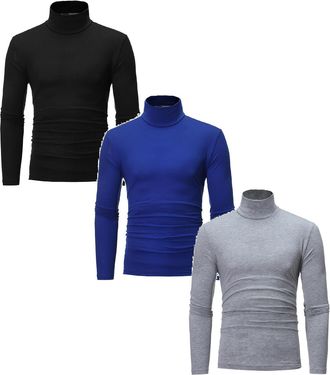 Generic Mens Turtleneck Jumper Long Sleeve Roll Neck,Mens Thermal Baselayer Top - Combed Cotton Sweater, Roll Neck Jumper, Breathable, Quick Drying & Fitted S