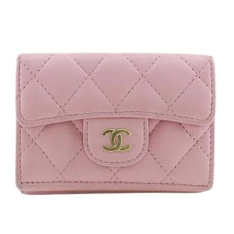 Chanel Pre-owned Wallets, female, Pink, Size: ONE SIZE Pre-owned Classic Matelasse Lambskin Trifold Wallet