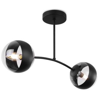 OEM L&aacute;mpara De Techo Toledo Negra 2 Pantallas Planas Negras E14
