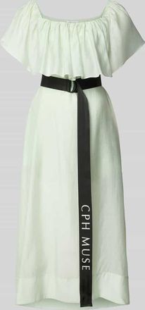 Copenhagen Muse Midikleid mit G&uuml;rtel und Karree-Ausschnitt Modell MOLLY in Lind, Gr&ouml;&szlig;e XL