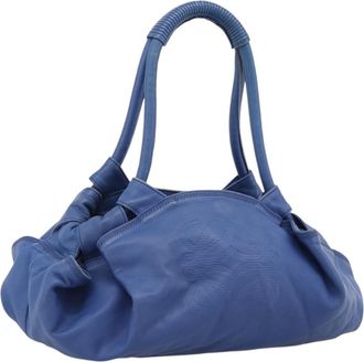 Loewe Anagram Logo Nappa Aire Hand Leather Blue Leather Handbag (Pre-Owned)