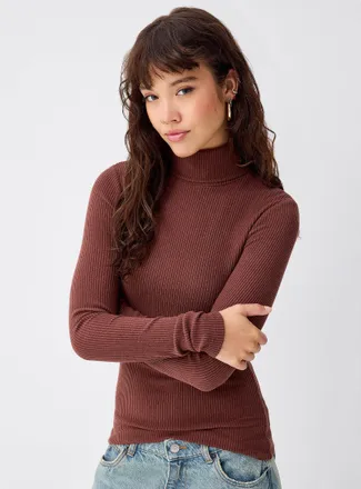 Twik Womens Soft ribbing turtleneck T-shirt