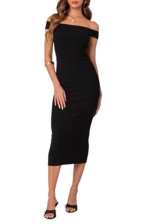 Edikted Kyla Off the Shoulder Dress in Black at Nordstrom, Size X-Small