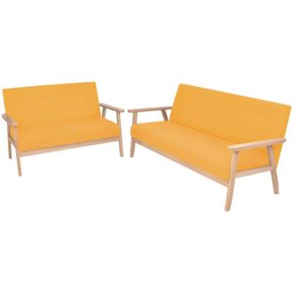 vidaXL Vidaxl - Juego De Sof&aacute;s De Tela De 2 Piezas Color Amarillo