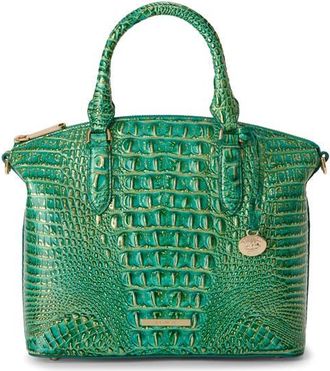 Brahmin Large Duxbury Croc Embossed Leather Satchel in Jungle Jewel at Nordstrom