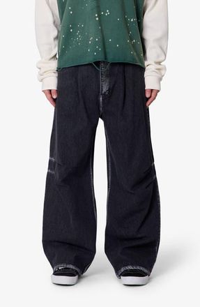 mnml Pleated Denim Jeans in Rinsed Black at Nordstrom, Size 36