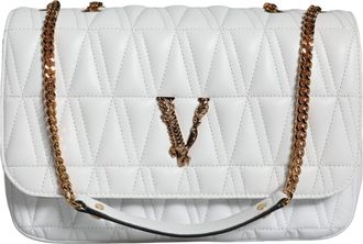 Versace White Mini Nappa Leather Crossbody Shoulder Womens Bag