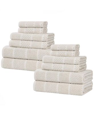 Superior Naples Medium Weight Checkered & Ribbed 12Pc Towel Set