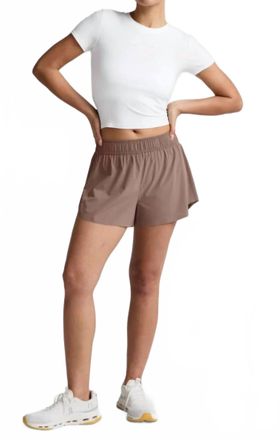 Beyond Yoga Solemate Short In Rosey Taupe