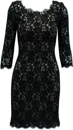 Diane Von Fürstenberg Diane Von Furstenberg Lace Long Sleeves Dress in Black Rayon