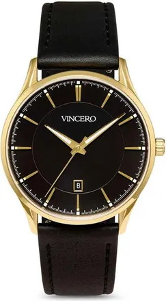 Vincero The Kairos II Leather Strap Watch, 38mm in Gold Onyx at Nordstrom