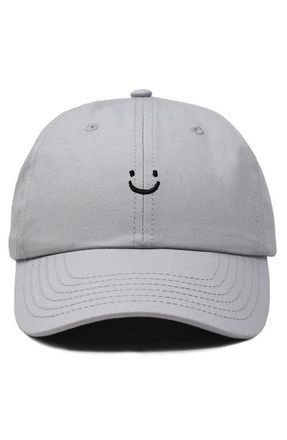 Dalix Lil Smile Embroidered Casual Hat in Gray at Nordstrom