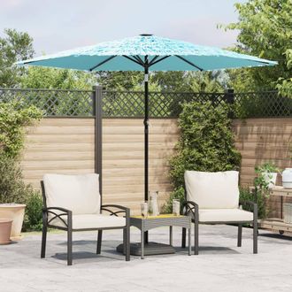 Berkfield Home Garden Parasol with Steel Pole Blue 268x268x226 cm | Size: 268 x 268 x 226 cm