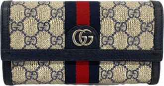 Gucci Navy Leather Long Wallet (Bi-Fold) (Pre-Owned)