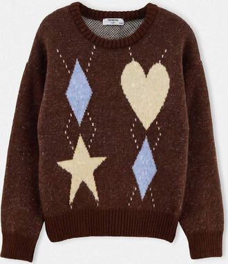 Trendyol KIDS Meisjes Bruin Ruitpatroon Lang, Regular fit Truien