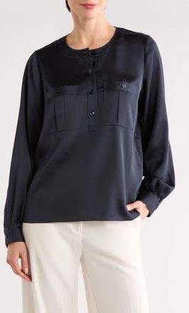 Frame Denim The Henley Crewneck Top in Navy at Nordstrom Rack, Size X-Small