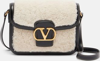 Valentino Garavani Borsa a spalla 9TO5 in shearling e pelle