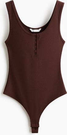 H&M Gerippter Tangabody - Dunkelbraun