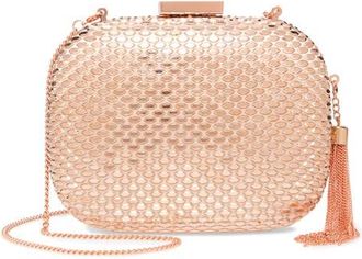Olga Berg Elliana Textured Clutch in Champagne at Nordstrom