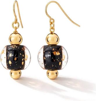 Gold & Honey Womens Bead Drop Earrings In Black Gold Flakes
