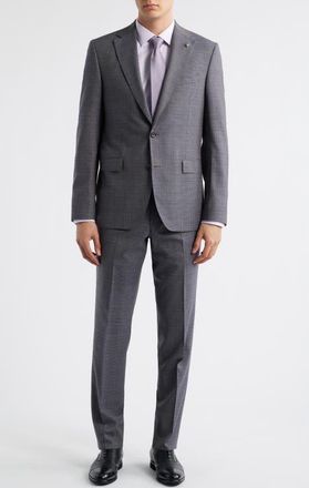Jack Victor Esprit Screen Check Suit in Blue Grey at Nordstrom, Size 36Regular