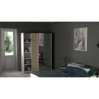 Dmora Dmora - Armario 2 Puertas Seraphine, Muebles De Dormitorio, Vestidor, Armario De Ropa, 150x61 H200 Cm, Blanco Y Roble