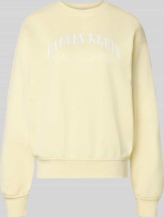 Calvin Klein Jeans Sweatshirt mit Label-Print Modell GRAPHIC in Hellgelb, Gr&ouml;&szlig;e XL
