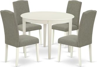East West Furniture Dining Room Set Linen White, BOEN5-LWH-06
