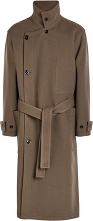 Christophe Lemaire Brown Belted Wool Womens Designer Coat S - S