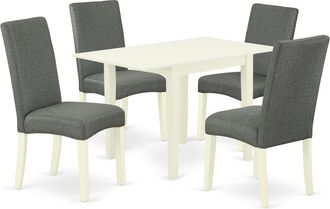 East West Furniture Dining Room Set Linen White, NDDR5-LWH-07