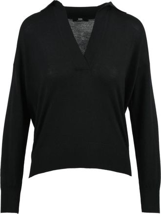 Alpha Studio Polo in maglia - Dames - V-hals truien - Zwart - M - Wol - Truien & Vesten