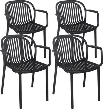 Oviala Juego de 4 sillones de plástico negro