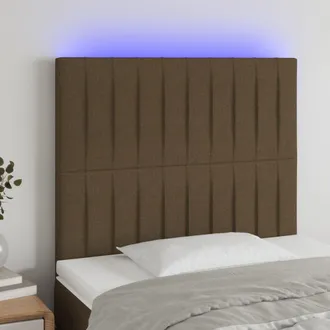 vidaXL Testiera A Led Marrone Scuro 90x5x118/128 Cm In Tessuto - Vidaxl