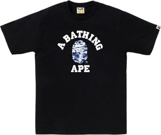 A Bathing Ape Palm Tree Camo College T-Shirt Black Blue 1L30-110-025-BLKBLU