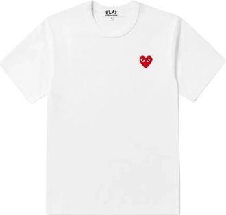Comme Des Gar&ccedil;ons T-shirt met hart-patch - Dames - Tops - Wit - Maat: XS Katoen