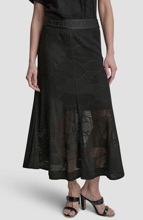 DKNY Croton Lace Midi Skirt in Black at Nordstrom, Size X-Large