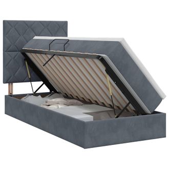 vidaXL Cama Con Almacenamiento Y Colch&oacute;n Gris Oscuro 100 X 200 Cm Vidaxl