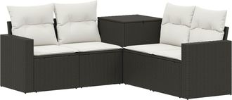 vidaXL Juego De Sof&aacute; 5 Uds. Negro Y Blanco Crema Vidaxl